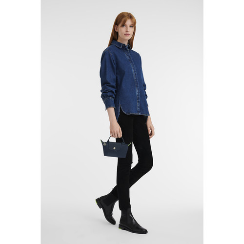 Blue Women's Longchamp Le Pliage Green Canvas, Recycled canvas Pouches | 8729501-LT