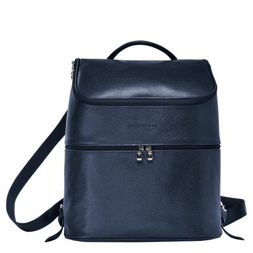 Blue Men's Longchamp Le Foulonné Leather Backpacks | 9376841-ED