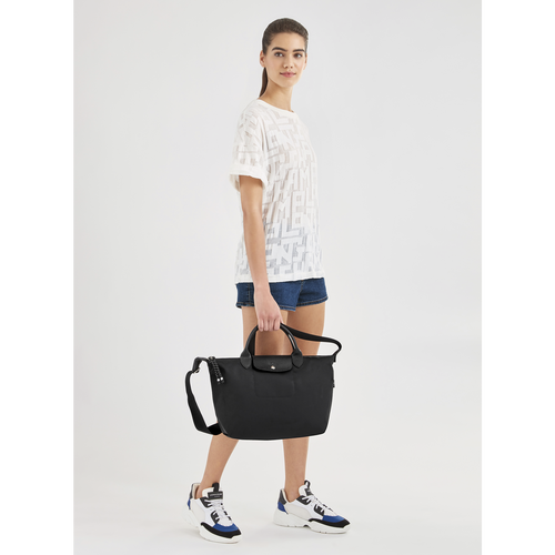 Black Women's Longchamp Le Pliage Energy M Canvas, Recycled canvas Top-handle Bags | 1347259-EL