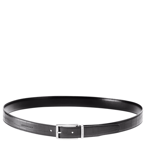 Black Men's Longchamp Delta Box Leather Belts | 7834069-FH
