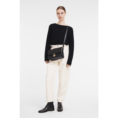 Black Women's Longchamp Box-Trot M Leather Crossbody Bags | 6492170-BG