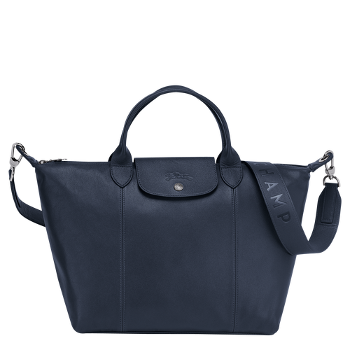 Blue Women's Longchamp Le Pliage Cuir M Leather Top-handle Bags | 3587419-FW
