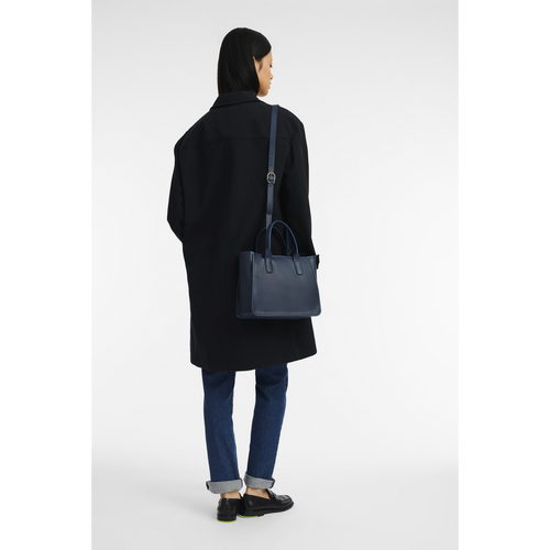 Blue Women's Longchamp Le Foulonné Leather Top-handle Bags | 0637825-VU