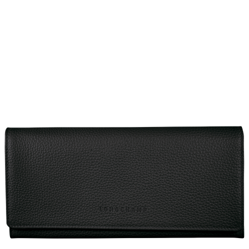 Black Women's Longchamp Long continental Le Foulonné Leather Wallets | 5189076-KF - Exclusive Outlet Sale