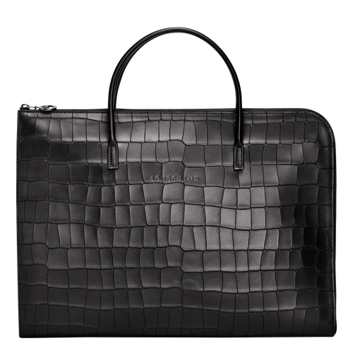Black Men's Longchamp Croco Block S Leather Briefcase | 2568901-DE