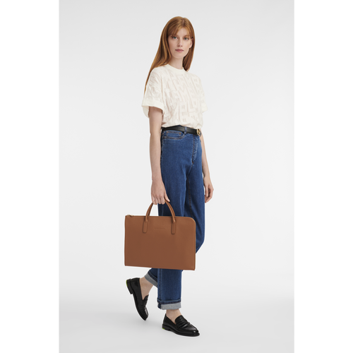 Brown Women's Longchamp Le Foulonné S Leather Briefcase | 1467053-IB