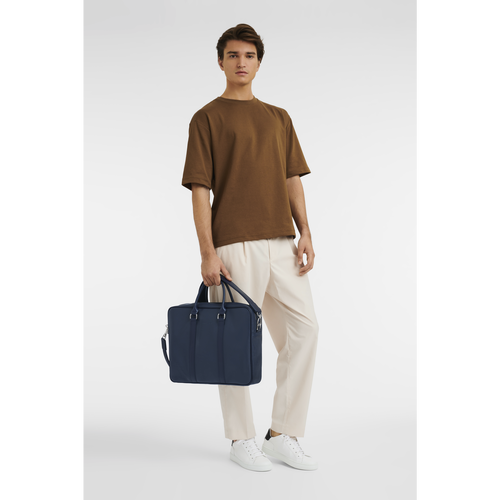 Blue Men's Longchamp Le Foulonné M Leather Briefcase | 4630957-JQ