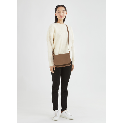 Brown Women's Longchamp Le Foulonné M Leather Crossbody Bags | 5273469-OR
