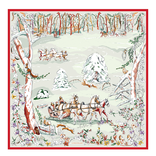 Green Women's Longchamp Fall-Winter 2022 Collection Silk Silk Scarves | 5329768-XL