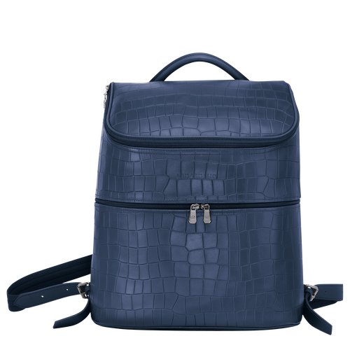Blue Men's Longchamp Croco Block Leather Backpacks | 7360584-SZ