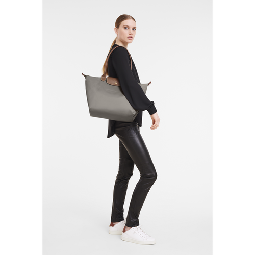 Grey Women's Longchamp Le Pliage Original L Canvas, Recycled canvas Shoulder Bags | 0891274-HX