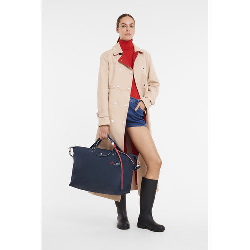 Blue Women's Longchamp Le Pliage Très Paris L Canvas, Recycled canvas Travel Bags | 1762548-XY