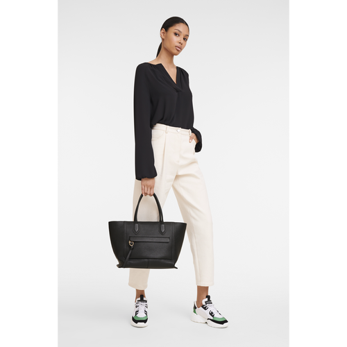 Black Women's Longchamp Mailbox L Leather Top-handle Bags | 0237586-YA