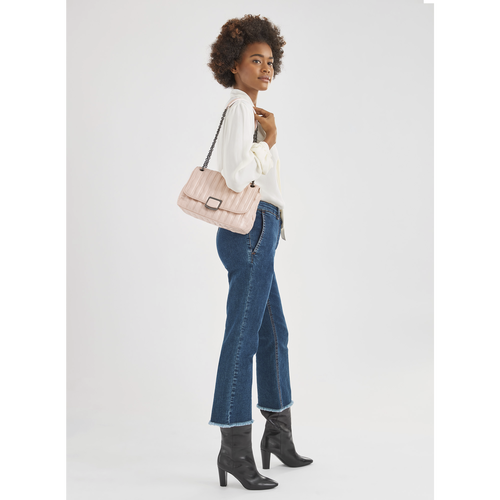 Pink Women's Longchamp Brioche M Leather Crossbody Bags | 1496057-GQ