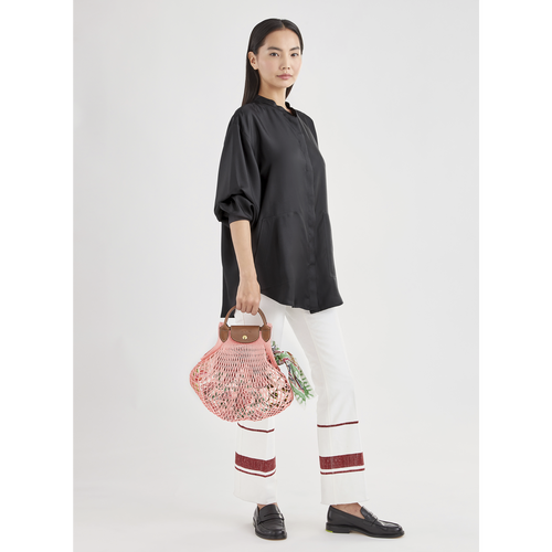 Pink Women's Longchamp Le Pliage filet Canvas Shoulder Bags | 1897504-AG