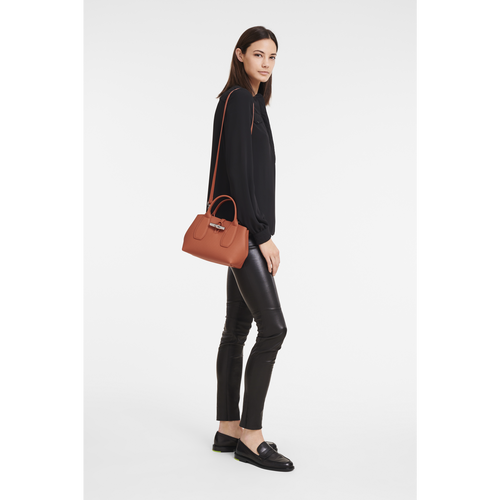 Orange Women's Longchamp Roseau S Leather Top-handle Bags | 7516834-LM
