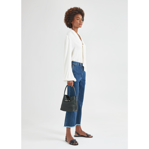 Black Women's Longchamp Roseau Essential S Leather Crossbody Bags | 0927165-WZ