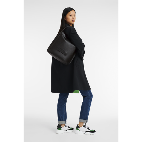 Black Women's Longchamp 3D Leather Shoulder Bags | 3284751-YP