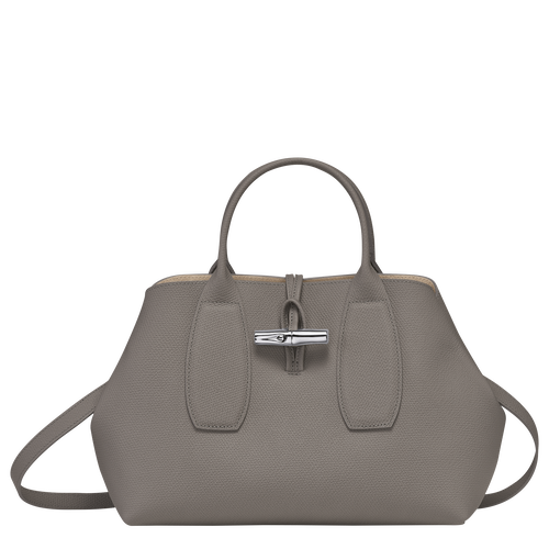 Grey Women's Longchamp Roseau M Leather Top-handle Bags | 1603825-SH
