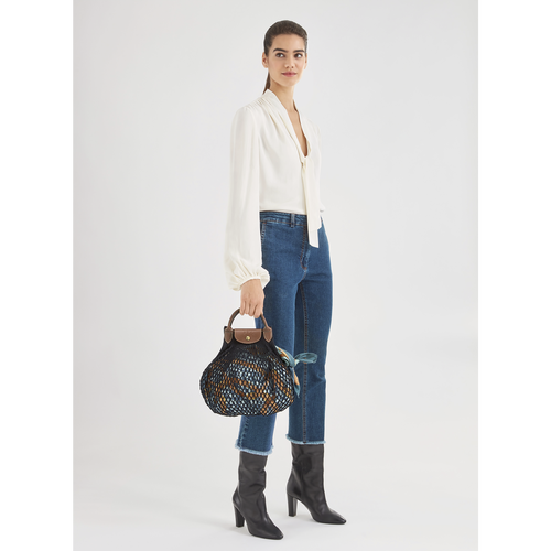 Blue Women's Longchamp Le Pliage filet Canvas Shoulder Bags | 7392018-XZ