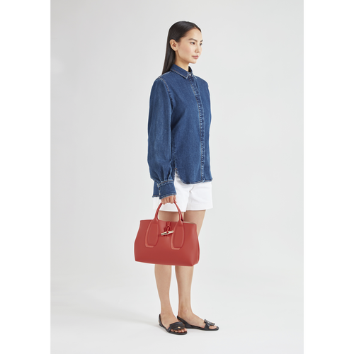 Pink Women's Longchamp Roseau Shadow XS Leather Top-handle Bags | 3076528-IA