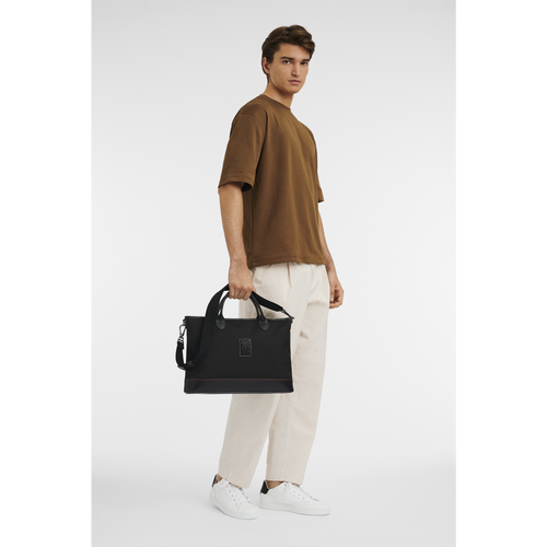Black Men's Longchamp Boxford S Canvas Briefcase | 2478509-QZ