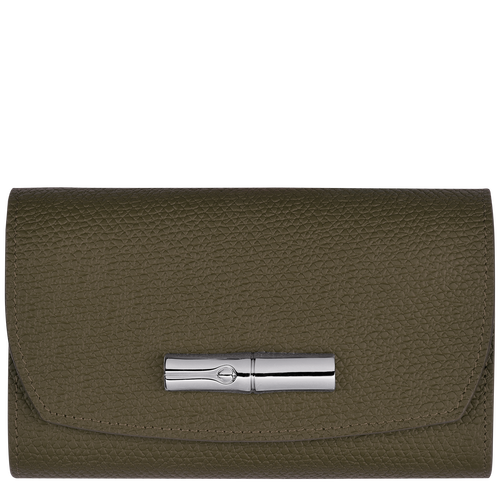 Green Women's Longchamp Roseau Leather Wallets | 8237964-GU - Exclusive Outlet Sale