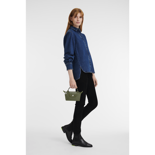 Green Women's Longchamp Le Pliage Green Canvas, Recycled canvas Pouches | 8317250-TS