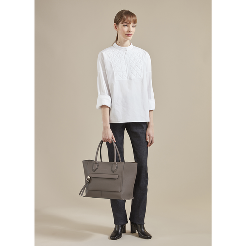 Beige Women's Longchamp Mailbox L Leather Top-handle Bags | 7416592-AX