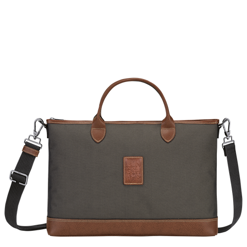 Brown Women's Longchamp Boxford S Canvas Briefcase | 2105834-XJ