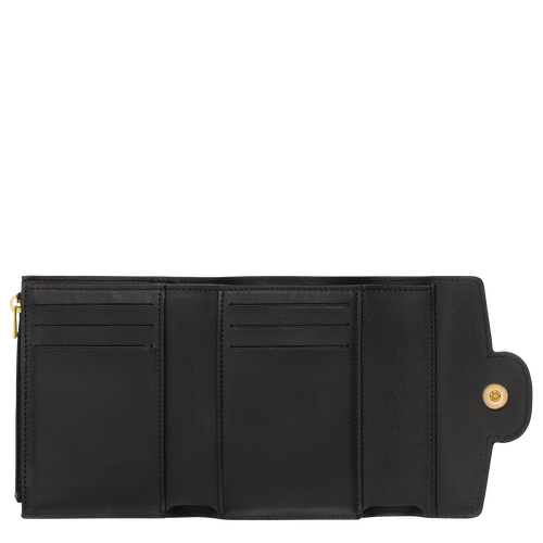 Black Women's Longchamp Mademoiselle Longchamp Leather Compact Wallets | 2634097-BO