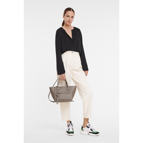 Beige Women's Longchamp Mailbox M Leather Top-handle Bags | 6528730-XK