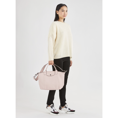 Pink Women's Longchamp Le Pliage Cuir M Leather Top-handle Bags | 1590724-QM