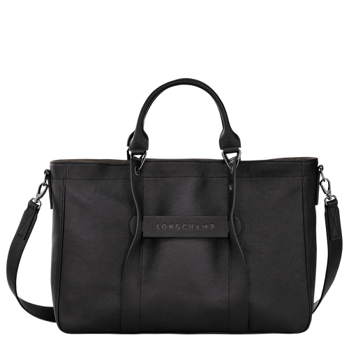 Black Women's Longchamp 3D M Leather Top-handle Bags | 1632874-OA