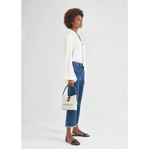 Beige Women's Longchamp Roseau S Canvas Crossbody Bags | 7513842-GE
