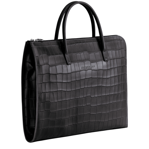 Black Men's Longchamp Croco Block S Leather Briefcase | 2568901-DE