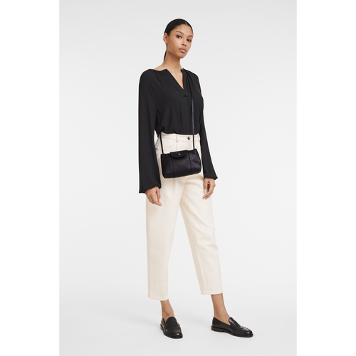 Black Women's Longchamp Le Pliage Cuir Leather Crossbody Bags | 3562871-KY