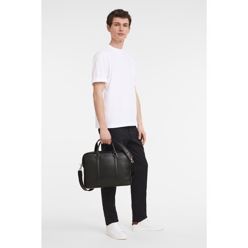 Black Men's Longchamp Le Foulonné XS Leather Briefcase | 7034816-LO