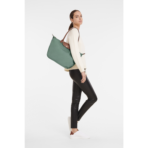 Green Women's Longchamp Le Pliage Original L Canvas, Recycled canvas Shoulder Bags | 1938725-XV