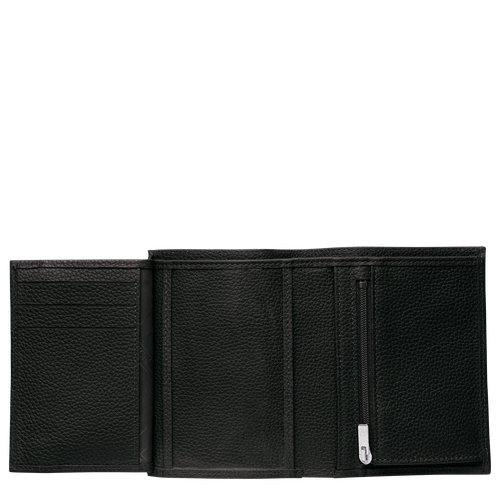 Black Men's Longchamp Le Foulonné Leather Wallets | 3682509-PK