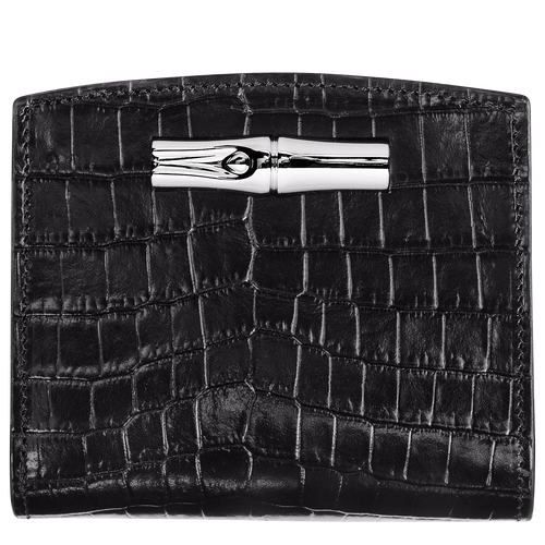 Black Women's Longchamp Roseau Leather Wallets | 3065821-SH - Exclusive Outlet Sale