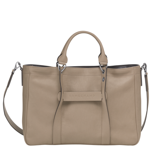 Beige Women's Longchamp 3D M Leather Top-handle Bags | 7350298-IJ