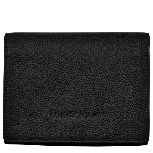 Black Women's Longchamp Le Foulonné Leather Compact Wallets | 9784562-FY