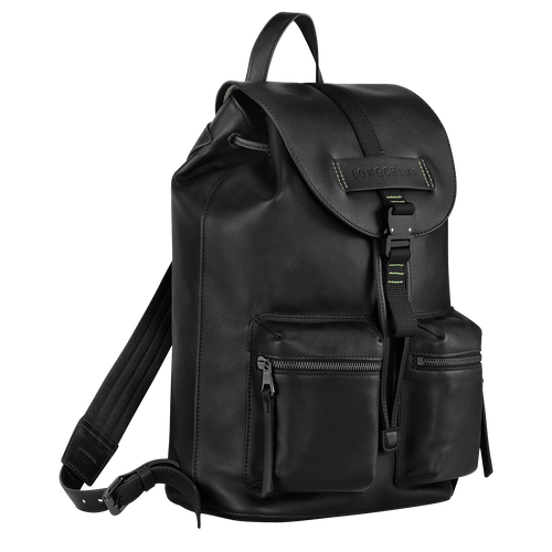Black Men's Longchamp 3D M Leather Backpacks | 0315489-DQ