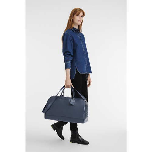 Blue Women's Longchamp Le Foulonné L Leather Travel Bags | 6135974-VP