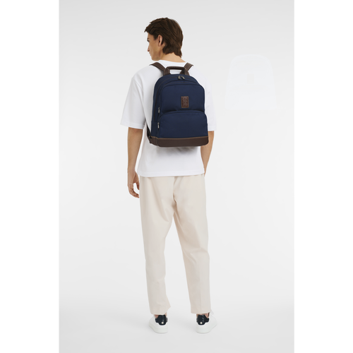 Blue Men's Longchamp Boxford Canvas Backpacks | 1347809-IB