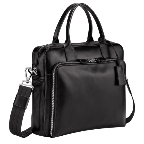 Black Men's Longchamp Baxi S Leather Briefcase | 1573482-IP