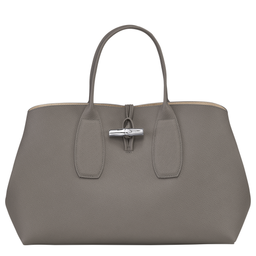 Grey Women's Longchamp Roseau L Leather Top-handle Bags | 0745863-RS