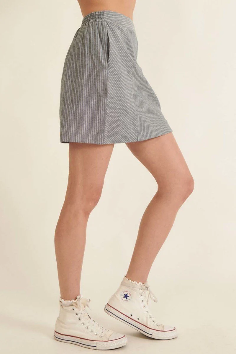 Banded Front Waist Pinstripe Mini Skirt - WSBYTLP