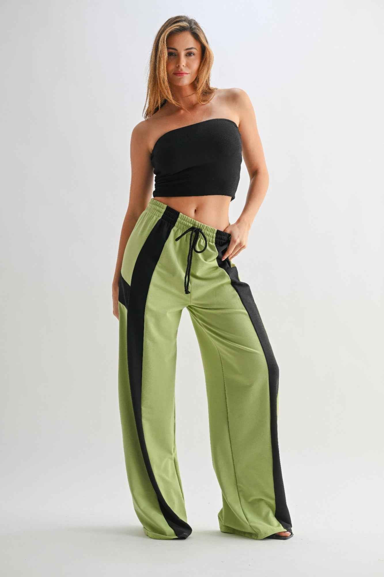 Color Block Wide Leg Lounge Pants - WSBYTLP